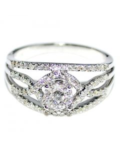 Diamond Bridal Wedding Ring 0.6ct 10K White Gold 10mm Wide 3 in 1 Style