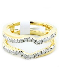 Diamond Jacket Ring 0.3ct 14K Yellow Gold 8mm Wide 