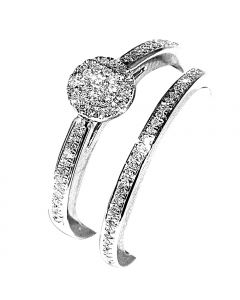 0.25ct Diamond Rings Set 10K White Gold Engagement and Band 2pc
