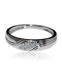 10K White Gold Wedding Band Ring Mens 0.1ct Diamonds 5mm Wide