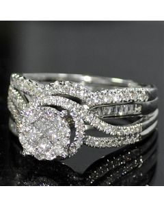 Diamond Engagement Ring with Matching Wedding Band .75ct W White Gold 14k Wedding Set