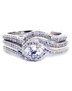 0.5ct Diamond Bridal Rings Set 10K White Gold Engagement And Wedding Band 