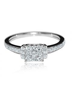 Princess cut Style Engagement Ring With Round Diamonds 0.47ct 10K White Gold 5.5mm wide