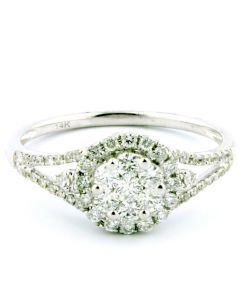 0.5ct Diamond Engagement Ring 14K White Gold 8.5mm Wide New Style