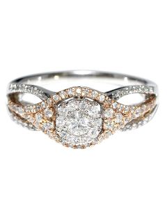 0.5ct Bridal Engagement Ring Rose and White Gold 10K Round Solitaire Style top Vintage