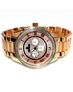 Diamond Watch for Men Ice Time Victory 0.10ctw Diamonds 44mm Dial Rose
