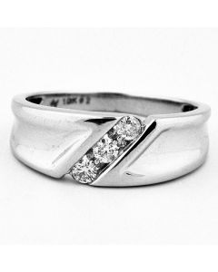 Wide Wedding Band for Men 10K White Gold 0.25ct Comfort Fit 8mm 