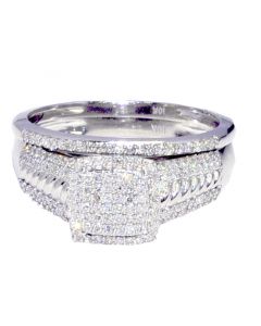 0.4ct Diamond Wedding Ring Set 10K White Gold 8mm Wide 