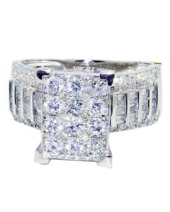 1.25ctw Diamond Wedding Ring 10K White Gold 11mm Wide Large Center top