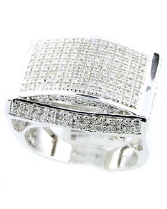 Mens Diamond Ring Large 0.55ct 10K White Gold Pinky Fashion Ring