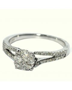 Diamond Bridal Engagement Ring 14K White Gold Split Shoulder Style 0.28ctw