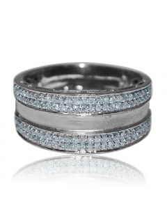 Mens Wedding Band Wide 12mm 0.58ct 10K White Gold Comfort Fit 