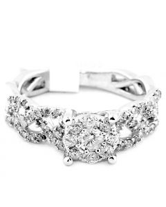 0.63ct Diamond Engagement Ring 10K White Gold Woven Sides 7mm Wide