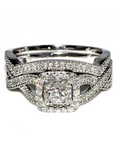 0.5ct Diamond Wedding Set 10K White gold Engagement Ring and Matching Band
