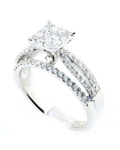 14K White Gold Bridal Wedding Ring 0.8ct (ctw) Diamonds 7mm Wide