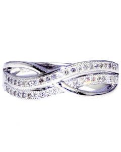 Diamond Anniversary Fashion Ring Cross over 0.22ct Sterling Silver Band