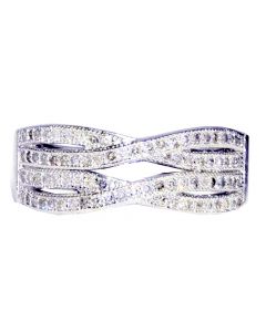 Anniversary Diamond Ring 0.4ct 7.5mm Wide Sterling Silver Wedding Band