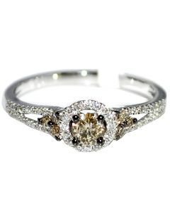 Cognac Diamond Engagement Ring 0.48ct 14K White Gold 