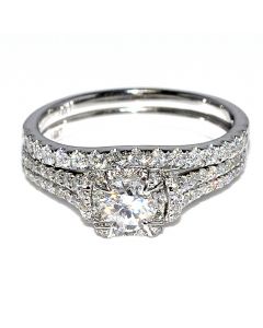 1CT Diamonds Bridal Set 14K White Gold Round Solitaire Center 2pc Set Certified