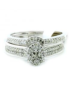 0.33ct Diamond 10K White gold Bridal Wedding Ring Set Engagement and Band