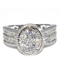 1.45ct Diamond Wedding Anniversary Ring 14K White Gold Large Cushion shape top F-G SI3