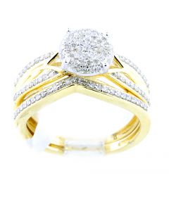 0.4ct Diamond Bridal Set 10K Yellow Gold 8mm Wide 2 piece Set Engagement Ring And Band