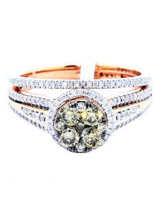 0.75 14K Rose Gold Cognac And White Diamond Bridal Wedding Set 2pc Engagement Ring Band Set