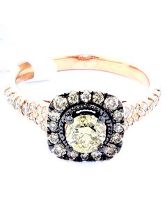 Coganc and White Diamond Bridal Engagement Ring 14K Rose Gold 1ct 10mm Wide