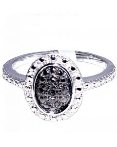 Cushion Shaped Black Diamond Fahsion Ring Cocktail 12mm Wide 0.05ct Sterling silver