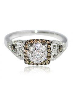 Vintage Cognac White Diamond Engagement Ring 8.5mm Wide 0.63ct Diamond