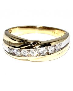 0.5ct Diamond Mens Wedding Band Ring Comfort Fit 10K Yellow Gold 7.5mm Wide