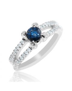 1ct w Blue Diamond Engagement Ring Split Shoulder 10K White Gold 