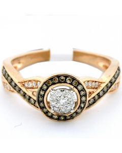 Cognac and White Diamonds Engagement  Ring Rose Gold 0.25ct 10K 8.5mm Wide