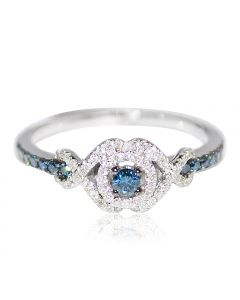 Blue Diamond Engagement Ring 0.36ct 14K White Gold White Side Diamonds