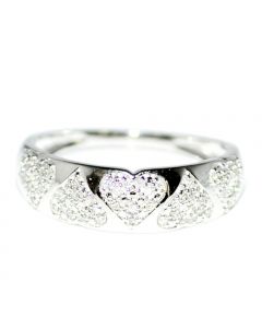 White Gold Heart Ring 6mm Wide Anniversary Gift Love Ring 10K 0.15ctw Diamond