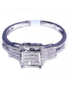 Diamond Engagement Ring 0.18ct Diamonds Sterling Silver 7mm Wide