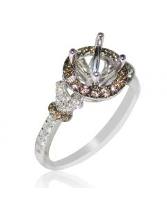 Halo Diamond Engagement Ring Setting Coganc and White Fits 1ct Solitaire 0.64ct