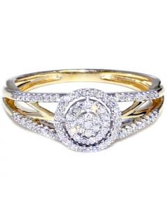 10K Gold Bridal Engagement Ring 0.2ctw Diamonds 8mm Wide