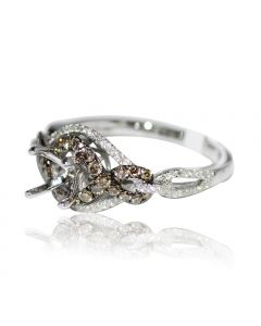 Bridal Ring Setting Cognac White Diamond 0.61ct 14K Whtie Gold Fits 0.5ct 