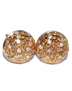 Diamond Stud Earrings 10mm Wide 0.25ct Domed Round Shape Yellow Gold Finish Silver