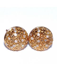 White Diamond Earrings 925 Yellow toned Sterling Silver 0.16ct 8mm Wide Domed round Studs