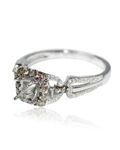Diamond Semi Mount Ring Setting Cognac White Diamonds 14K White Gold Fits 0.5ct Solitaire 