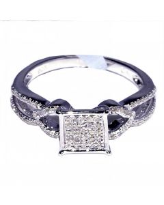 Diamond Promise Ring Engagement 7mm wide 0.15ct Diamonds Sterling Silver