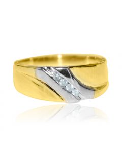 10K Gold Wedding Band 0.07ct Two Tone 7.2mm Wide Comfort Fit Size 7