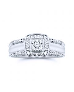 Diamond Wedding Ring 10K White Gold 0.33ctw 8.5mm Wide