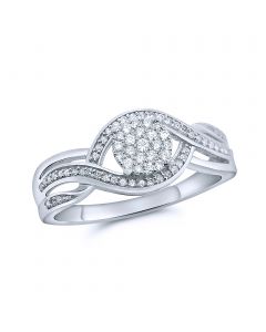 Diamond Bridal Engagement Ring Twisted Wedding Ring 10K White Gold 0.25ct Woven Style