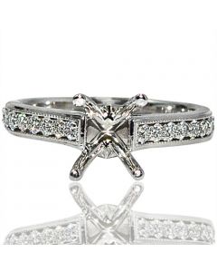 Emerald Cut Princess cut Engagement Ring 14K White Gold 1/2 Ct Tw Semi Mount Ring Setting