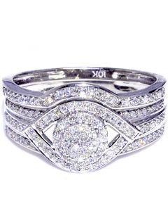 0.33ct Diamond Wedding Ring Set 10K White Gold 11mm Wide 