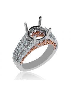 18K White Gold Semi Mount Ring Setting Fits 2ct Solitaire 1.22ct Rose Gold Two Tone Vintage