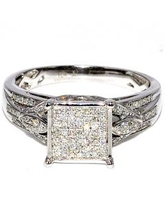 0.33 Carat (Ctw) 10k Gold Princess Style Round Diamond Ladies Vintage Style Bridal Engagement Ring 